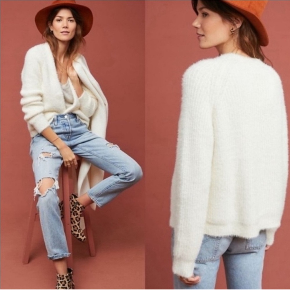 NWT Sleeping on Snow by Anthropologie Cream Women's LS Cardigan - Picture 3 of 15